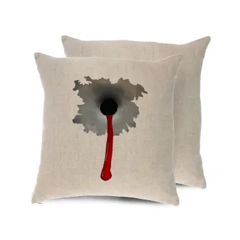 Bullet holes, Μαξιλάρι καναπέ ΛΙΝΟ 40x40cm περιέχεται το  γέμισμα