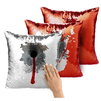 Bullet holes, Μαξιλάρι καναπέ Μαγικό Κόκκινο με πούλιες 40x40cm περιέχεται το γέμισμα