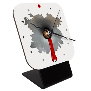 Bullet holes, Quartz Wooden table clock with hands (10cm)