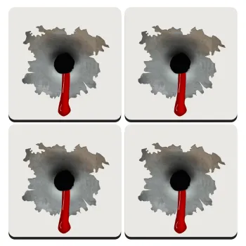 Bullet holes, ΣΕΤ 4 Σουβέρ ξύλινα τετράγωνα (9cm)