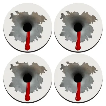 Bullet holes, SET of 4 round wooden coasters (9cm)