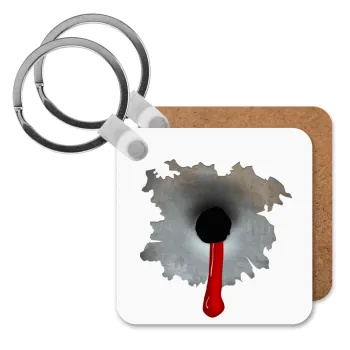Bullet holes, Μπρελόκ Ξύλινο τετράγωνο MDF