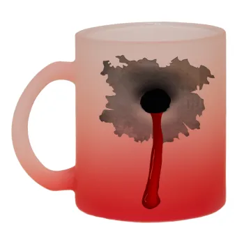 Bullet holes, Κούπα γυάλινη δίχρωμη με βάση το κόκκινο ματ, 330ml