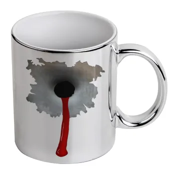 Bullet holes, Mug ceramic, silver mirror, 330ml