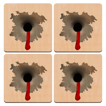 Bullet holes, ΣΕΤ x4 Σουβέρ ξύλινα τετράγωνα plywood (9cm)