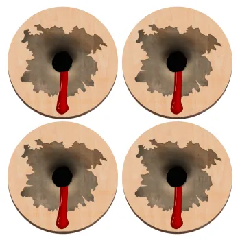 Bullet holes, ΣΕΤ x4 Σουβέρ ξύλινα στρογγυλά plywood (9cm)