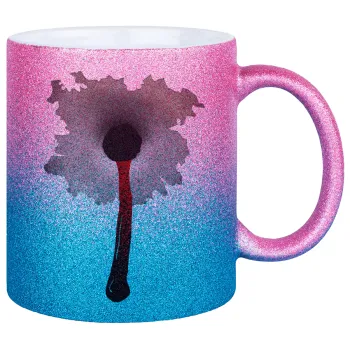 Bullet holes, Κούπα Χρυσή/Μπλε Glitter, κεραμική, 330ml
