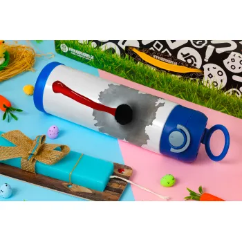 Bullet holes, Πασχαλινή Λαμπάδα με Παιδικό παγούρι θερμό, ανοξείδωτο, με καλαμάκι ασφαλείας, ΜΠΛΕ (500ml)