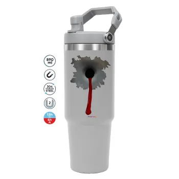 Bullet holes, ΓΚΡΙ χρώματος Θερμός Ανοξείδωτο 890ml (30oz) με χερούλι