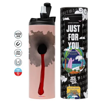 Bullet holes, Tumbler ποτήρι θερμό ΡΟΖ από ανοξείδωτο ατσάλι 600ml