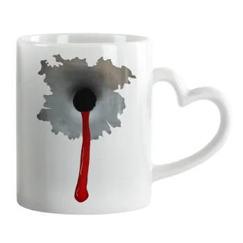 Bullet holes, Κούπα καρδιά χερούλι λευκή, κεραμική, 330ml