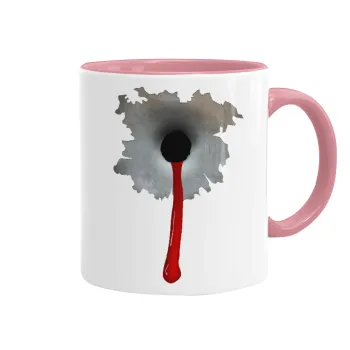 Bullet holes, Κούπα χρωματιστή ροζ, κεραμική, 330ml