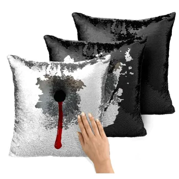 Bullet holes, Μαξιλάρι καναπέ Μαγικό Μαύρο με πούλιες 40x40cm περιέχεται το γέμισμα