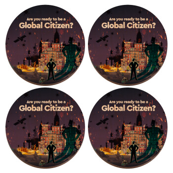 A global Citizen, ΣΕΤ x4 Σουβέρ ξύλινα στρογγυλά plywood (9cm)