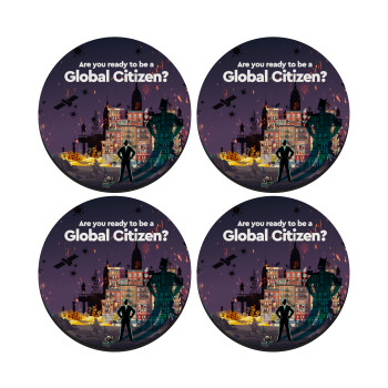 A global Citizen, SET of 4 round wooden coasters (9cm)