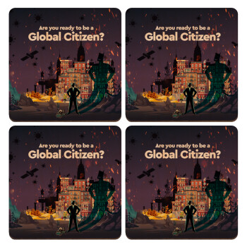 A global Citizen, ΣΕΤ x4 Σουβέρ ξύλινα τετράγωνα plywood (9cm)