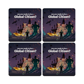 A global Citizen, ΣΕΤ 4 Σουβέρ ξύλινα τετράγωνα (9cm)