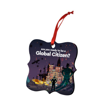 A global Citizen, Christmas ornament polygon wooden 7.5cm