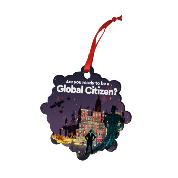 A global Citizen, Χριστουγεννιάτικο στολίδι snowflake ξύλινο 7.5cm