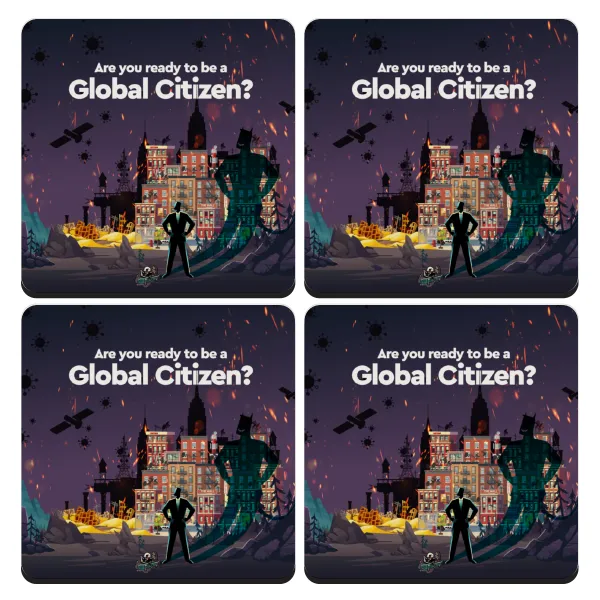 A global Citizen — Set of 4 square wooden coasters (9cm)