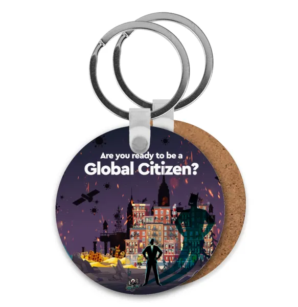 A global Citizen — Round wooden MDF keychain, Ø5cm