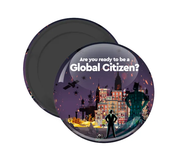 A global Citizen — Round fridge magnet, 5cm