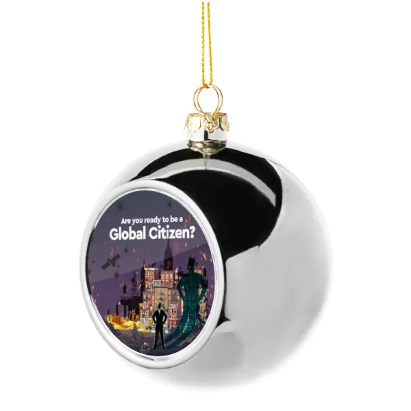 A global Citizen — Silver 8cm Christmas tree ball ornament