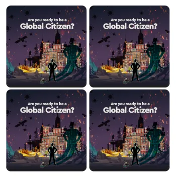 A global Citizen, ΣΕΤ 4 Σουβέρ ξύλινα τετράγωνα (9cm)