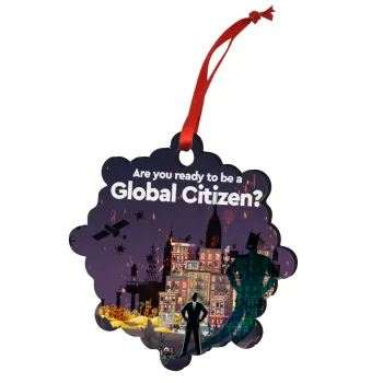 A global Citizen, Christmas ornament snowflake wooden 7.5cm