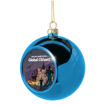 A global Citizen, Blue Christmas tree ball ornament 8cm