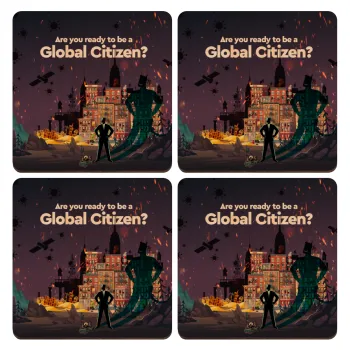 A global Citizen, ΣΕΤ x4 Σουβέρ ξύλινα τετράγωνα plywood (9cm)