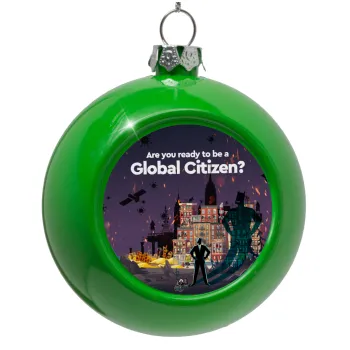 A global Citizen, Green Christmas tree ornament bauble 8cm