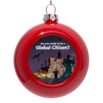 A global Citizen, Red Christmas tree ornament bauble 8cm