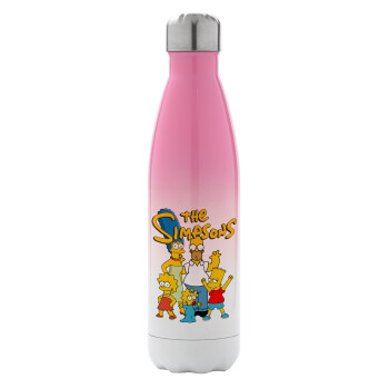 The Simpsons, Metal mug thermos Pink/White (Stainless steel), double wall, 500ml