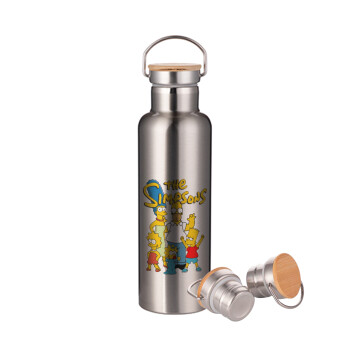 The Simpsons, Stainless steel Silver with wooden lid (bamboo), double wall, 750ml