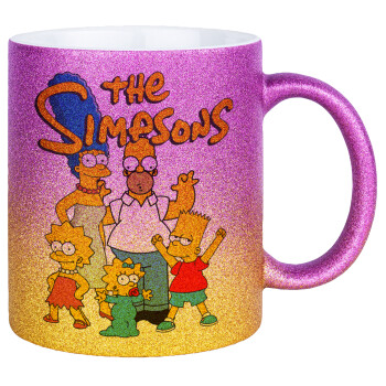 The Simpsons, Κούπα Χρυσή/Ροζ Glitter, κεραμική, 330ml
