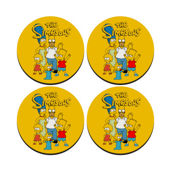 The Simpsons, ΣΕΤ 4 Σουβέρ ξύλινα στρογγυλά (9cm)