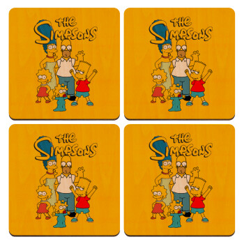 The Simpsons, ΣΕΤ x4 Σουβέρ ξύλινα τετράγωνα plywood (9cm)