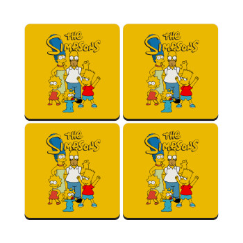 The Simpsons, ΣΕΤ 4 Σουβέρ ξύλινα τετράγωνα (9cm)
