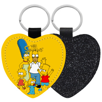 The Simpsons, Μπρελόκ PU δερμάτινο glitter καρδιά ΜΑΥΡΟ