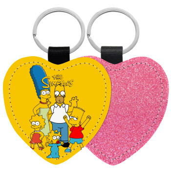 The Simpsons, Μπρελόκ PU δερμάτινο glitter καρδιά ΡΟΖ