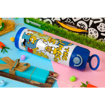 The Simpsons, Easter candle, Childrens hot water bottle, stainless steel, with safety straw, BLUE (500ml)