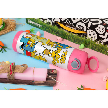 The Simpsons, Easter candle, Childrens hot water bottle, stainless steel, with safety straw, PINK (500ml)