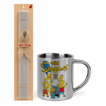 The Simpsons, Easter Set, metallic thermal cup (300ml) & Easter aromatic flat candle (30cm) (GRAY)