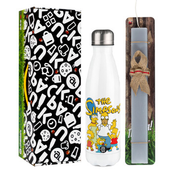 The Simpsons, Easter candle, metallic white thermos bottle (500ml) & aromatic flat candle (30cm) (GRAY)