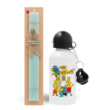 The Simpsons, Easter Set, metallic aluminum water bottle (500ml) & scented flat candle (30cm) (TURQUOISE)