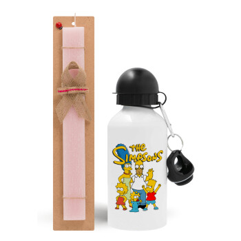 The Simpsons, Easter Set, metallic aluminum bottle (500ml) & aromatic flat Easter candle (30cm) (PINK)