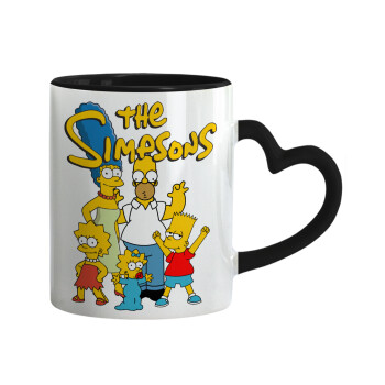 The Simpsons, Κούπα καρδιά χερούλι μαύρη, κεραμική, 330ml
