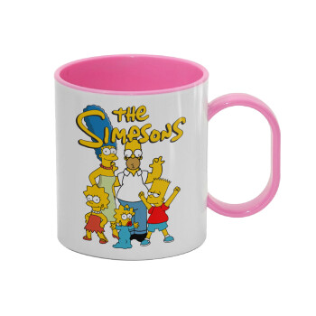 The Simpsons, Κούπα (πλαστική) (BPA-FREE) Polymer Ροζ για παιδιά, 330ml
