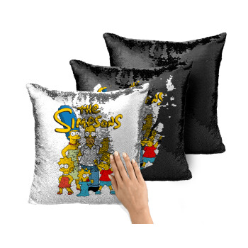 The Simpsons, Μαξιλάρι καναπέ Μαγικό Μαύρο με πούλιες 40x40cm περιέχεται το γέμισμα